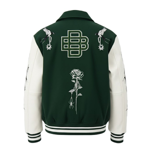 Veste universitaire verte et blanche pour homme, logo brodé, motif papillon, col rabattu, tenue décontractée d'automne, OEM - Product Image 3