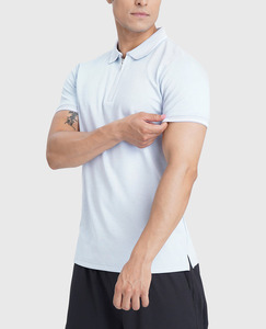 Nuevo Diseño de Camiseta Polo Personalizada para Hombre en Venta, Hecha en Pakistán, Camiseta Polo Degradada para Hombre, Diseño de Cuello con Cremallera Azul Claro, Ropa Casual - Product Image 3