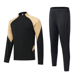 Conjunto Deportivo para Hombre, Top de Manga Larga con Cierre de Cremallera y Bloques de Color, Pantalones Negros, Tejido de Secado Rápido, 100% Algodón, Ropa Urbana de Invierno, Logotipo Frontal - Product Image 1