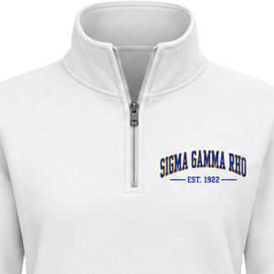 Sudadera blanca con media cremallera para mujer de Sigma Gamma Rho, estilo universitario griego, informal, para uso diario, personalizada - Product Image 6