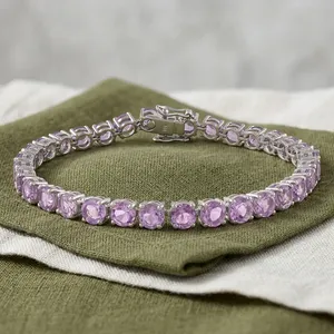 Pulsera de Amatista Rosa en Plata de Ley 92.5 KLSB-20661 - Product Image 5