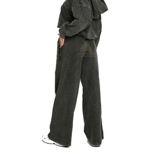 OEM/ODM 100% algodón Regular Fit con capucha sólido Streetwear Vintage Crop Sweatsuit cordón ácido lavado mujer chándal alto - Product Image 5