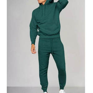 Ensemble de survêtement à capuche pour homme, couleur unie, sweat-shirt et pantalon en coton, tenue décontractée pour l'automne - Product Image 2