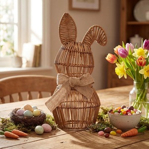 Handwoven rattan bunny cheap cost easter stuff high quality rabbit ornament for decoration - Product Image 3