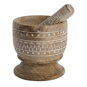 Utensilio de Cocina Ecológico Natural, Mortero y Pilón de Madera Tradicional Manual, Juego 184, para Moler Especias y Hierbas - Product Image 4