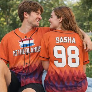 Camiseta de Béisbol Personalizada de Holanda - Camisetas Deportivas con Nombre y Número, Regalos de Uniformes de Softbol para Hombres y Mujeres - Product Image 4