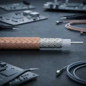 Cable Coaxial RG178, Blindaje Trenzado de Cobre Estañado, Conductor de Cobre Sólido, Color Marrón - Product Image 1