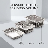 Conteneur de stockage alimentaire pour hôtel Gn Pan, pour la préparation et le service en cuisine commerciale, avec design empilable et bord large