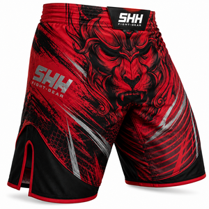 SHH Industries Custom MMA Fight <b>Shorts</b> for Adults Men Black Gold Lion Graphic Grappling BJJ <b>Kickboxing</b> Training Breathable - Product Image 5