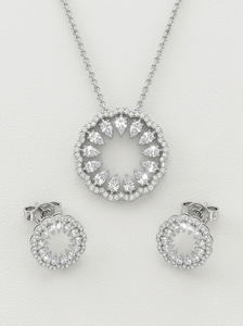 Collar de Diamantes Cultivados en Laboratorio con Corte Redondo/Pera de Platino, Pendientes a Juego, Joyería Unisex para Boda, Regalo de Oro de 14k Certificado para Fiesta - Product Image 2