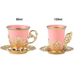 Juego de 6 Tazas de Café Turco de Porcelana Cerámica Chapada en Oro Turco con Platos, en Caja de Regalo Personalizada - Product Image 4