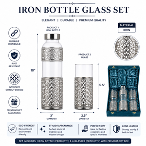 Juego de Botellas de Vidrio Transparente de Lujo de 4 Piezas con 3 Vasos y Caja de Almacenamiento Decorativa |   Juego de Regalo de Vajilla - Product Image 5