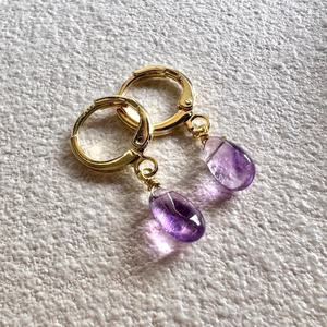 Amethyst Teardrop Stud Earrings 925 Sterling Silver 14K Gold Plated Dainty Dangle Jewelry <b>Gift</b> <b>For</b> <b>Her</b> - Product Image 4