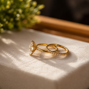 Anillo de compromiso de oro amarillo chapado en oro de 18 quilates para el Día de San Valentín, con halo oculto de moissanita, corte marquesa clásico, anillo de propuesta de diamantes - Product Image 2