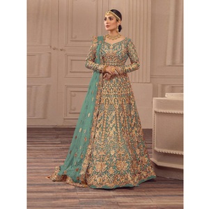 Vestido de novia Anarkali de alta calidad con trabajo de bordado pesado para niñas y mujeres disponible en cantidad a granel - Product Image 1