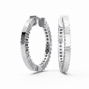 Aros de Diamantes Cultivados en Laboratorio Circle Radiance, Corte Brillante, Oro Blanco de 10/14/18 Quilates, Modernos, Certificados por IGI, 52 Piezas, Pendientes para Mujer - Product Image 3