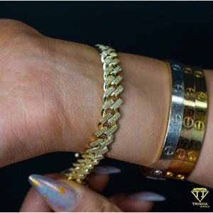 Luxury Statement Moissanite Cuban <b>Bracelet</b> with Diamond Look Pave Stones and Secure Box Lock Clasp Design - Product Image 5