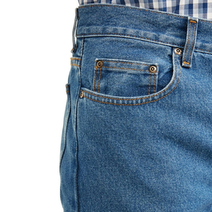 Fabricant sur mesure de jeans en denim à jambe droite pour hommes, bleu vintage, coton délavé, pantalon décontracté tendance - Product Image 4