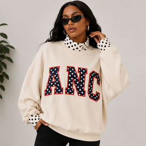 ANC Factory Direct <b>Mock</b> <b>Neck</b> Crew <b>Neck</b> Sweatshirt Women Men Ladies Unisex Greek Sorority Fraternity Chenille Embroidery Cotton - Product Image 2