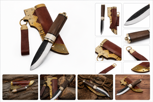 Couteau Viking Gotland à lame en acier à haute teneur en carbone forgé à la main, écologique, pour la chasse et le camping, avec manche en os et embouts en laiton - Product Image 5