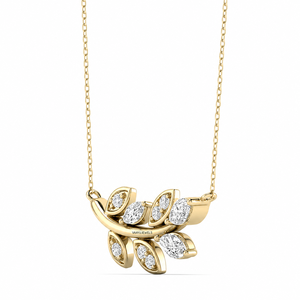 Pendentif branche de feuille en diamant de laboratoire taille marquise et rond, plaqué rhodium en or 10K 14K 18K, argent 925 935, pour fiançailles - Product Image 2