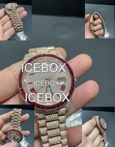 Montre de luxe pour homme, entièrement pavée de moissanite, avec affichage de la date, en cristal de saphir, style hip-hop - Product Image 2