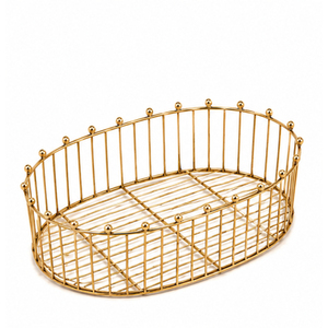 Corbeille à fruits moderne en fil de cuivre avec bord en bois, bol à fruits de comptoir, organisateur de cuisine géométrique, prix de gros - Product Image 5