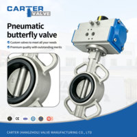 Vanne papillon pneumatique en acier inoxydable CF8 304 RF FF à joint souple, actionneur pneumatique double effet PN16 PN40 pour l'eau