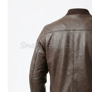 Nouvelles vestes en cuir de couleur unie pour hommes, col montant, style motard, avec détails diamantés - Product Image 6