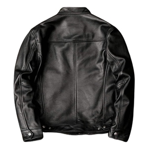 Premium Quality Real Leather Winter <b>Jacket</b> Men <b>Slim</b> <b>Fit</b> Custom Logo Stand Collar Street wear Biker Style Cheap Price <b>Jacket</b> - Product Image 2