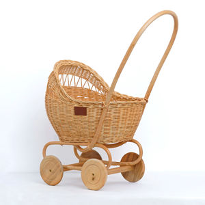 Juguetes más vendidos cochecito de bebé carrito de ratán para niño y niña carrito de juguete de mimbre hecho a mano cochecitos con ruedas rodantes - Product Image 4