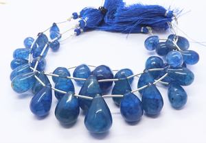 Cuentas de Cuarzo Azul Natural en Forma de Lágrima, Lisas, de 8x14-16x24 mm, Cuentas de Piedras Preciosas de Cuarzo Azul en Forma de Gota, de 8 Pulgadas, para Fabricación de Joyería, Venta al por Mayor - Product Image 4