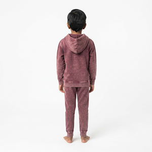 Conjunto de Ropa Deportiva Informal de Dos Piezas con Sudadera con Capucha de Algodón Lavado al Ácido para Niños con Logotipo Personalizado - Product Image 4