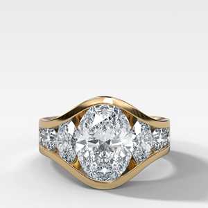 Anillo de Compromiso Personalizado con Diamante Ovalado de 2 Quilates Cultivado en Laboratorio, Oro Sólido de 14K/18K, Banda de 7 Piedras Graduadas, Precio de Fábrica al por Mayor B2B - Product Image 1
