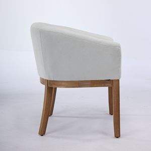 Sedie da pranzo Mid-Century Modern Farmhouse in lino con braccioli, sedie da pranzo a botte imbottite in PU solido, in legno naturale - Product Image 2
