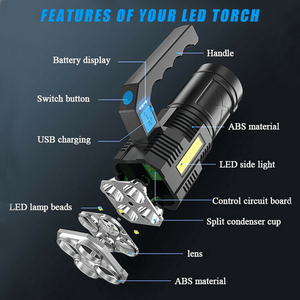 USB <b>Rechargeable</b> Handheld LED <b>Flashlight</b> Outdoor Spotlight Searchlight Work Light Logistics Only-USPS.TK/TMEU Exclusive Product - Product Image 6
