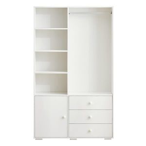 Armadio Bianco per Camera da Letto con Asta Appendiabiti, Cassetti e Ripiani, Maniglie e Vetro Temperato per Conservazione Vestiti - Product Image 6