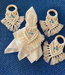 Anneaux de serviette en macramé bohème : coton tissé - Product Image 3