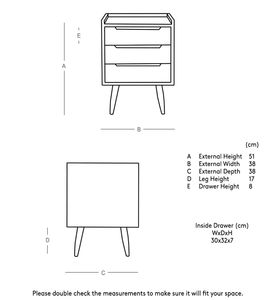 Premium Wooden Nightstand <b>with</b> Three <b>Drawers</b> Midcentury Design Bedroom Storage <b>Side</b> <b>Table</b> Freestanding Home Furniture for Living - Product Image 4