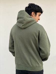 Sweat à capuche zippé intégral pour homme, vert foncé, 360 g/m², en molleton 100 % coton, écologique, coupe classique, avec cordon de serrage, idéal pour l'hiver, personnalisable - Product Image 3
