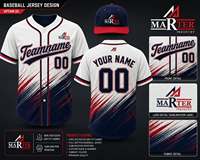 Maillot de baseball personnalisé unisexe Marter Industry, sublimé, anti-humidité, uniforme d'équipe, manches courtes, été, 100% polyester, blanc