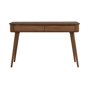 Modern Walnut Home Office Desk with Solid Rubberwood Legs Writing Desk Compact 4ft <b>Study</b> <b>Table</b> Made in Malaysia - Product Image 2