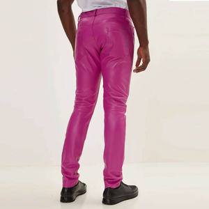 Pantalones de hombre de cuero vacuno de primera calidad, pantalones rectos de lona, ​​ropa informal de moda para otoño e invierno, cintura media con cremallera, ligeros - Product Image 4