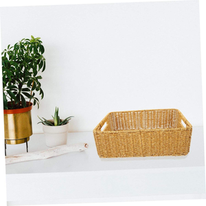 Cesta Organizadora de Mimbre Tejido PP/PE, Ligera, Fácil de Limpiar, Versátil para Baño y Cocina - Product Image 2