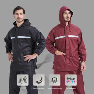 Custom Waterproof <b>Rain</b> Suit Men Reflective Stripe Hooded <b>Jacket</b> Pants Set Outdoor Windproof Rainwear OEM ODM - Product Image 2
