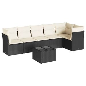 Grand ensemble de canapés de jardin en rotin PE noir avec pieds réglables - Product Image 2