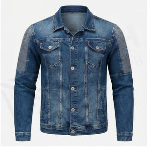 Nueva llegada de la moda chaqueta de mezclilla al por mayor lavado personalizado azul negro hombres Denim Jean chaquetas de alta calidad-Jeans chaqueta para los hombres - Product Image 2