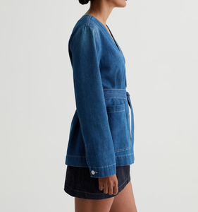 Veste en jean imprimée en coton à séchage rapide, prix compétitif, style décontracté urbain, veste en jean personnalisable pour femme - Product Image 2