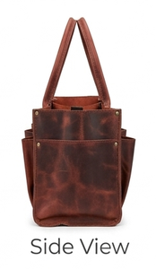 Brown Leather Tool Bag and baby organizer with adjustable Velcro - Product Image 2