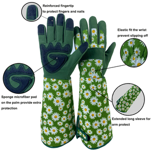 Guantes de Jardinería Elásticos con Rayas Verdes y Refuerzo en la Palma, Material de Poliéster/Algodón/Metálico para Uso Doméstico en Verano - Product Image 5